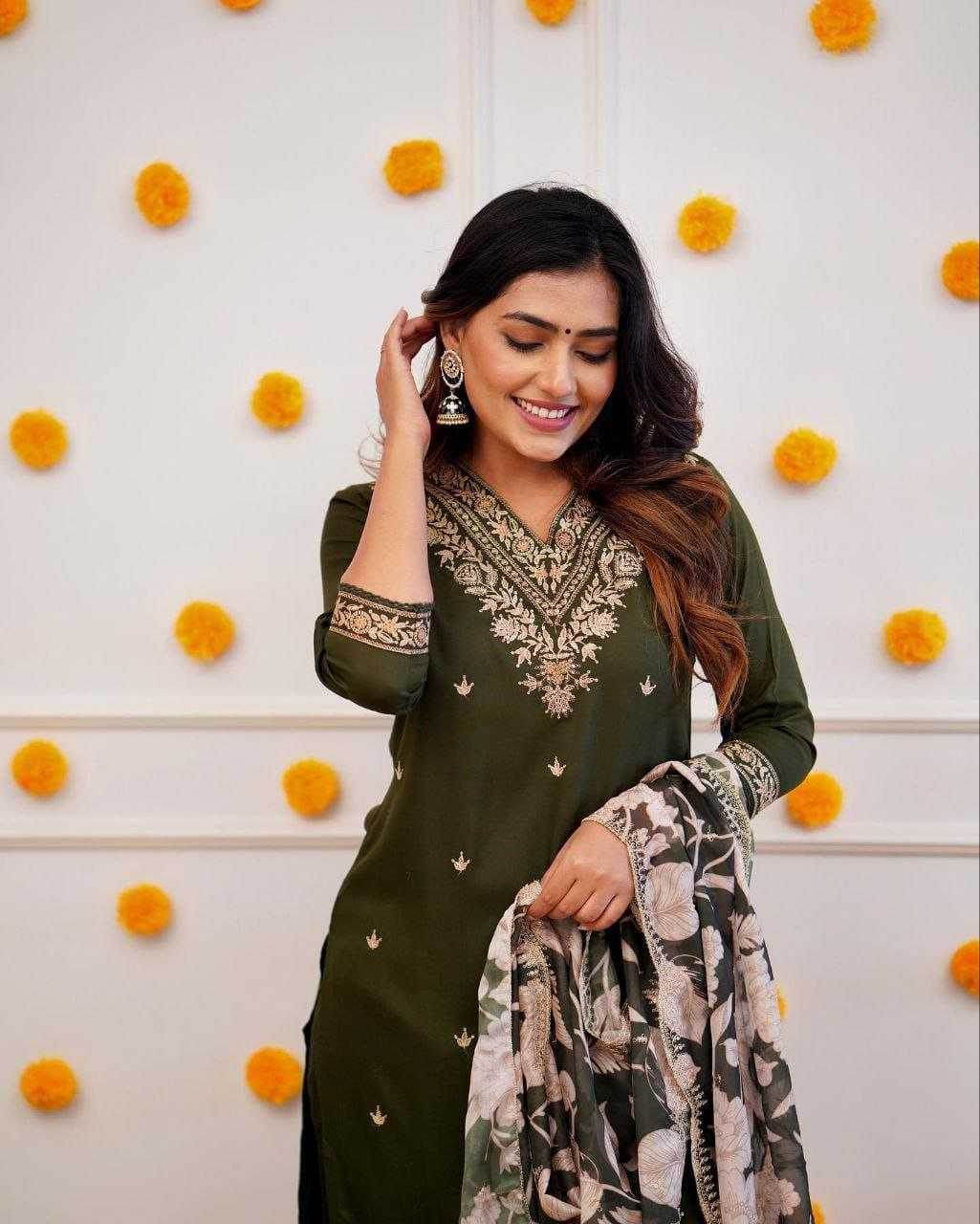 Viscose Rayon Embroidery Designer Suit - MYLUXURY LANE ENTERPRISE